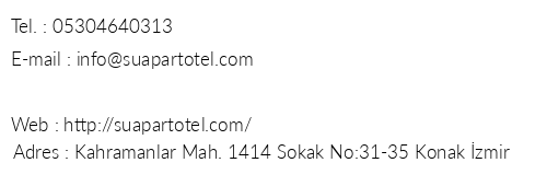 Su Residence Apart Hotel telefon numaralar, faks, e-mail, posta adresi ve iletiim bilgileri